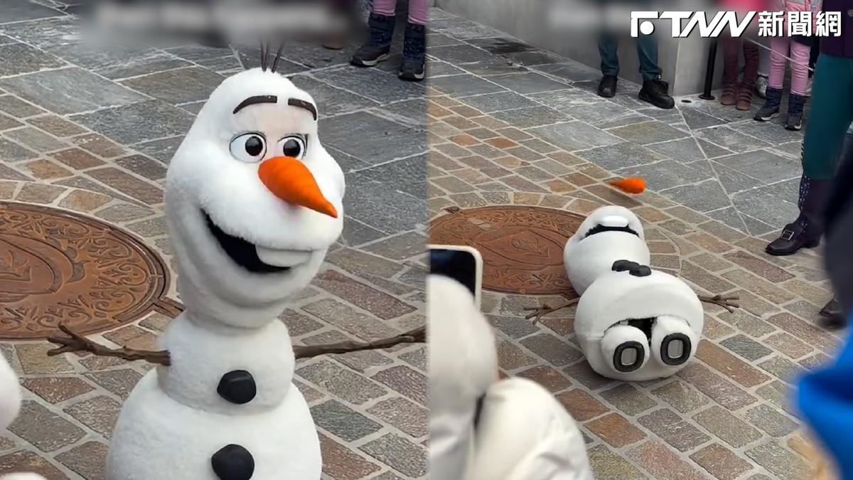 影／迪士尼樂園「雪寶」上班第一週就躺平！　紅蘿蔔鼻當眾噴飛 全場嚇壞